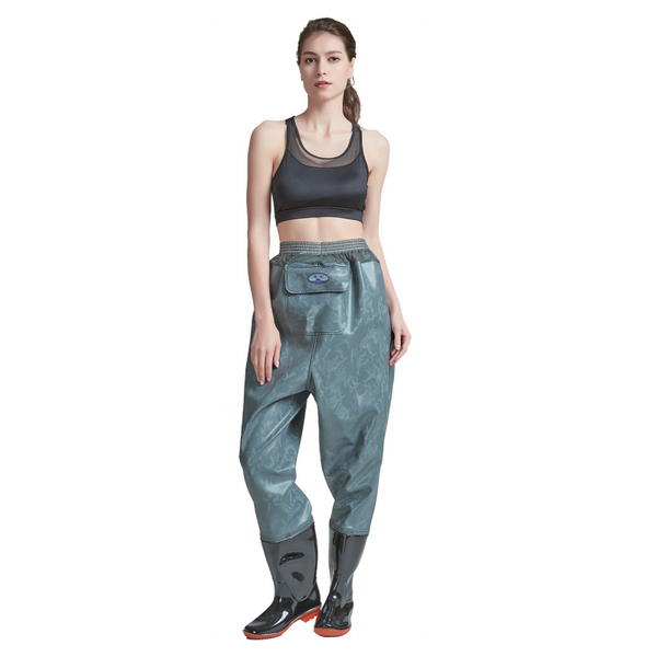 Cuissardes de poitrine de longueur de taille de tissu de tricot de revêtement de PVC Cuissardes de poitrine de longueur de taille de tissu de tricot de revêtement de PVC