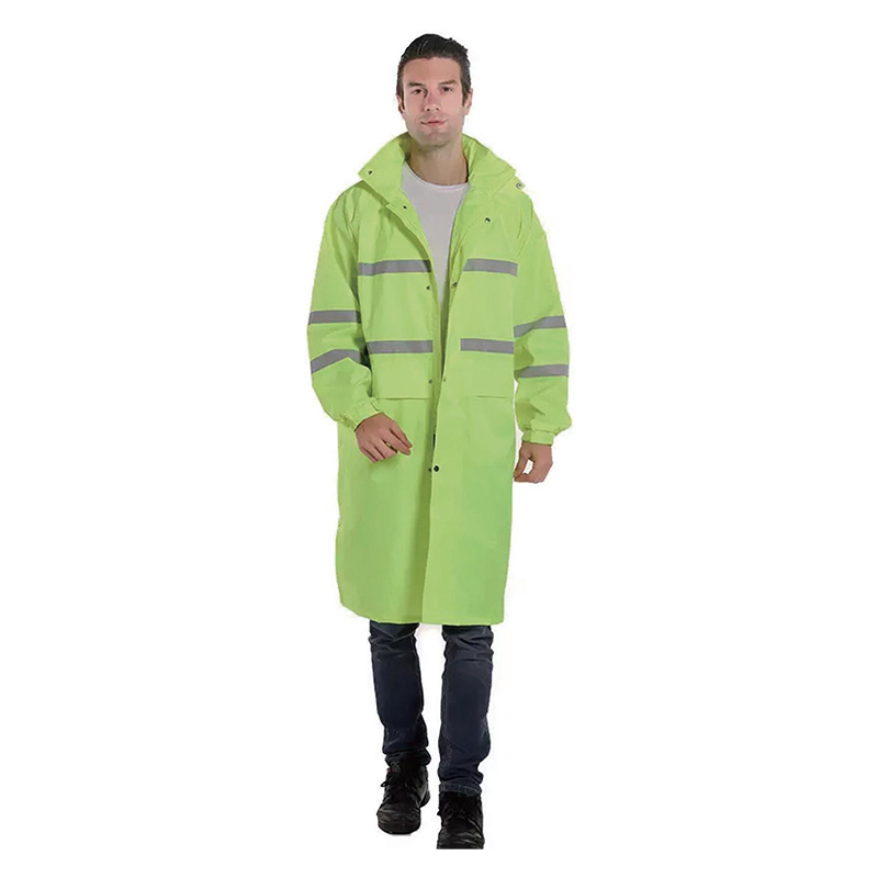 Poncho imperméable en PVC avec lignes réfléchissantes