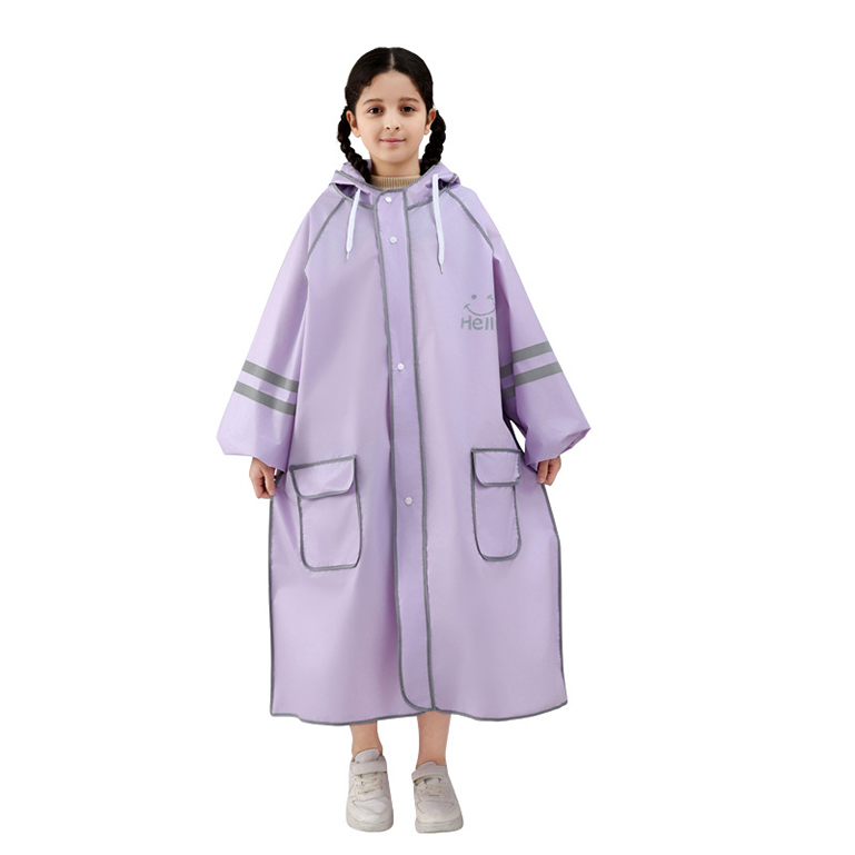 Imperméable à double bord et longue fermeture éclair pour enfants